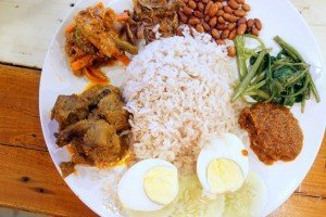 Delicious Nasi lemak pork rendang